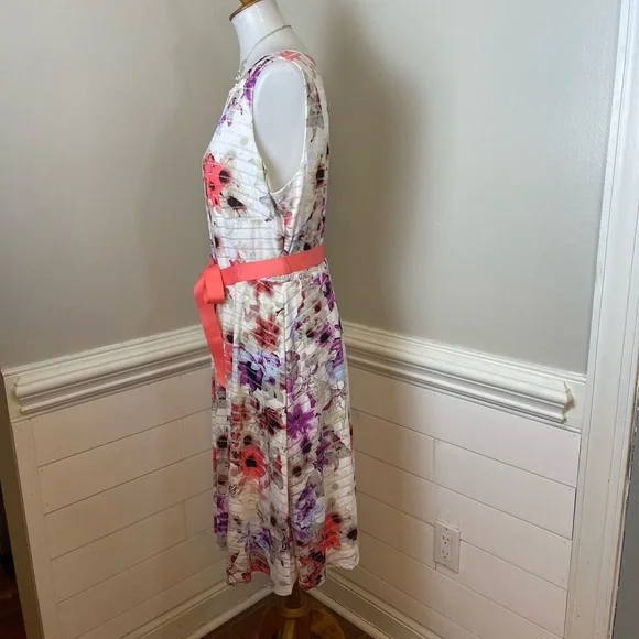 SLNY SL Fashions New York Pretty Floral Dress 14 FREE SHIP - Picture 2 of 5